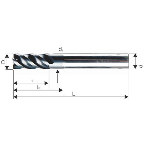 4刃平头铣刀（缩颈型）